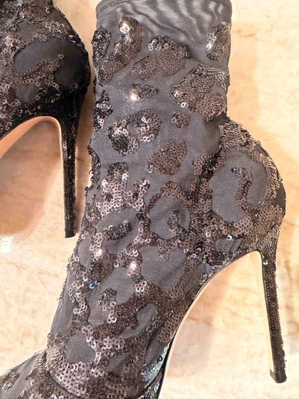 Gianvito Rossi Black Sequin Embellished Pointed-Toe Heeled Boots - Picture 8 of 8